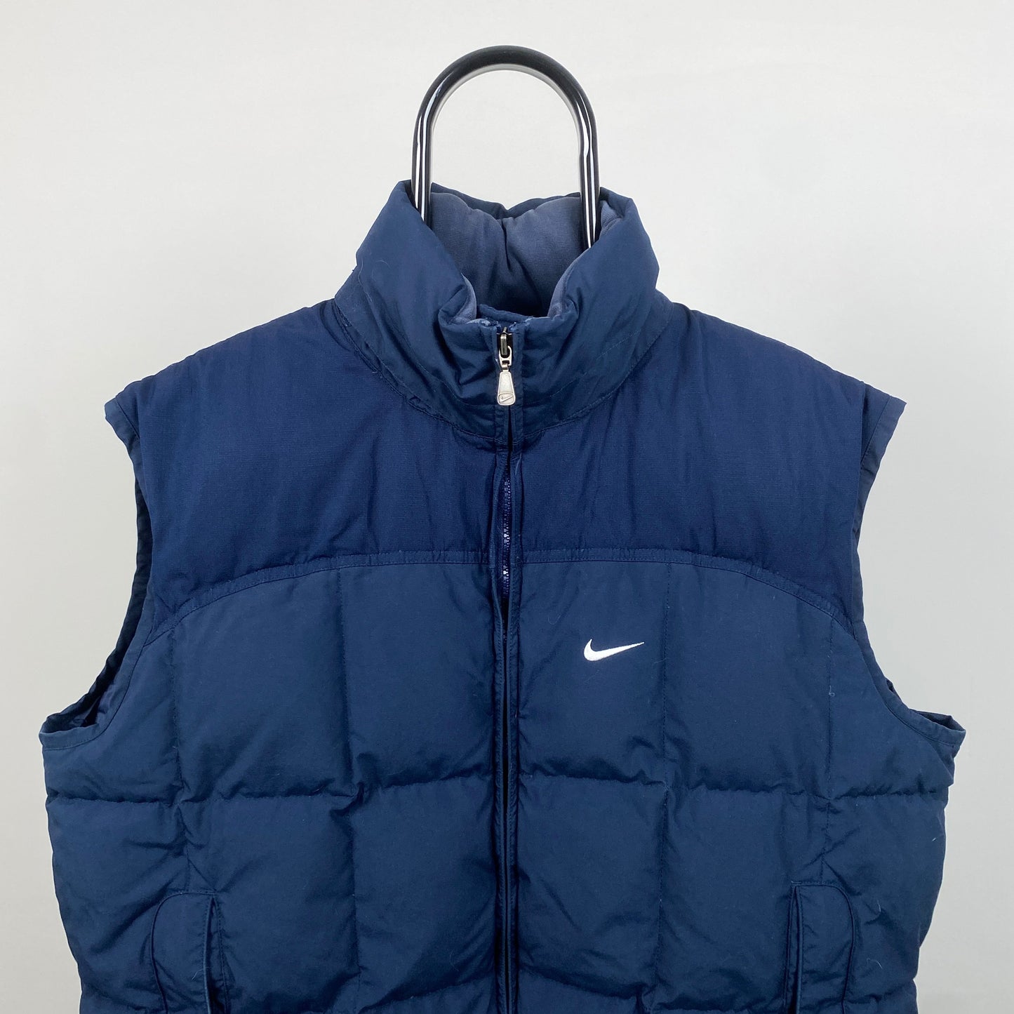 00s Nike Quilted Puffer Gilet Jacket Blue Large