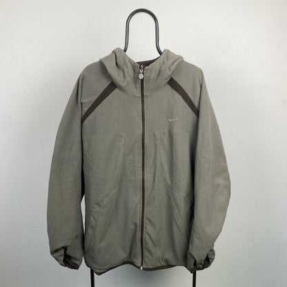 90s Nike Reversible Fleece Coat Jacket Brown XL