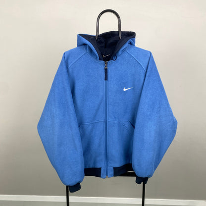 90s Nike Reversible Puffer Fleece Jacket Blue Large