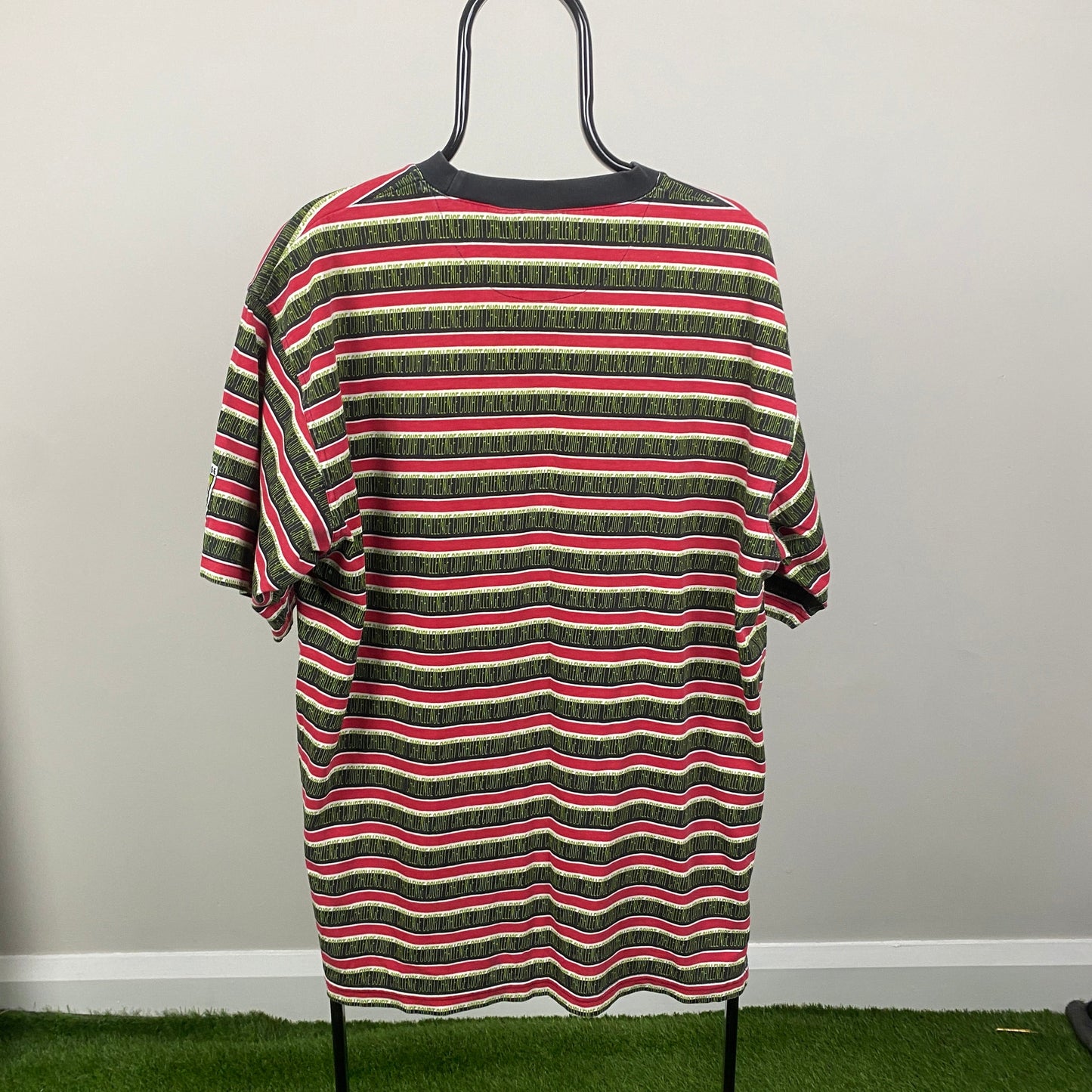 90s Nike Challenge Court Striped T-Shirt Red Large