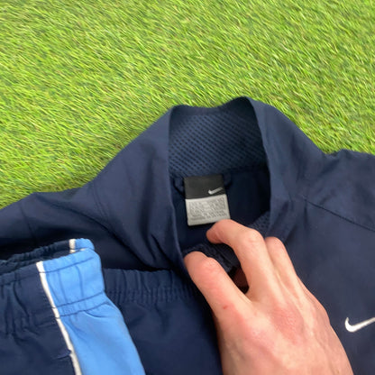 00s Nike Piping Windbreaker Jacket + Joggers Set Blue Medium