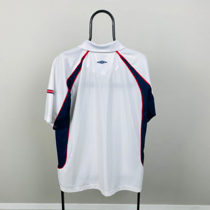 Retro Umbro England Football Shirt T-Shirt White XL