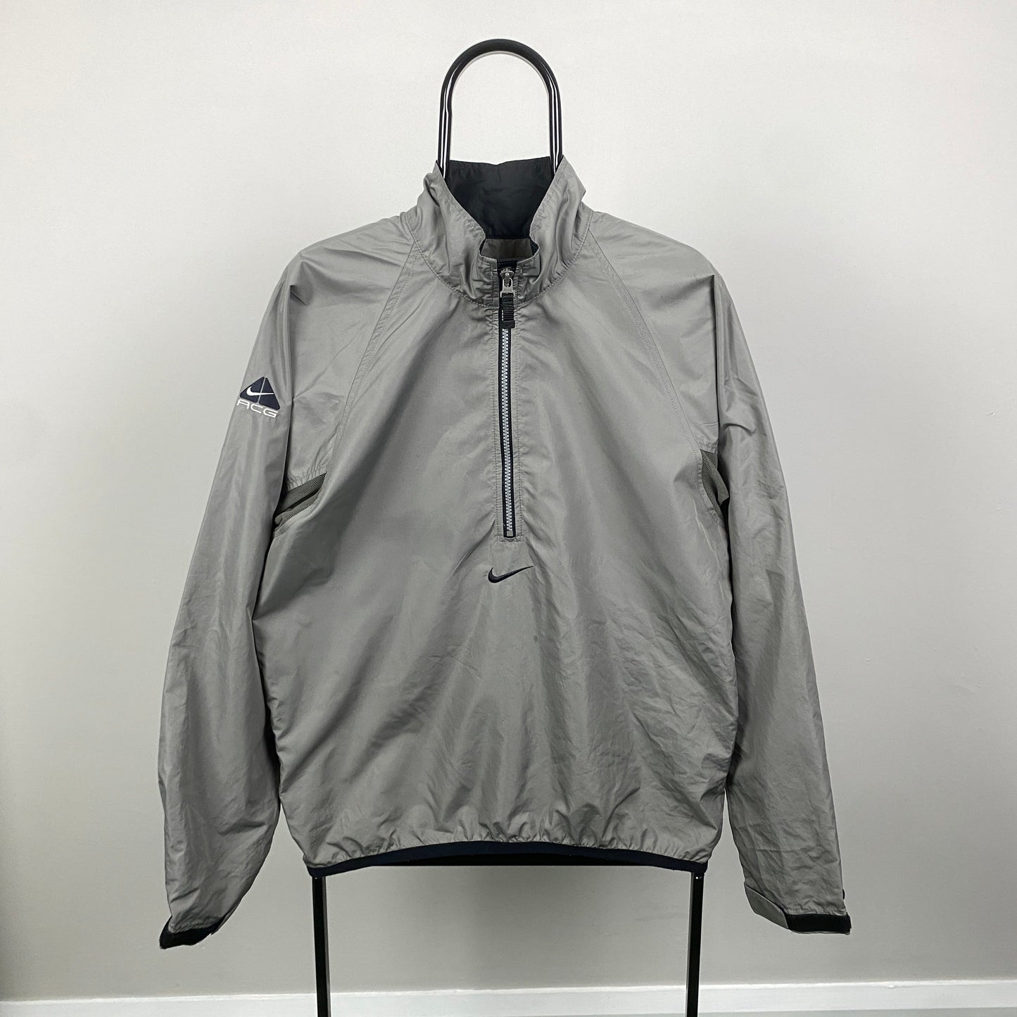 90s Nike ACG Packable Windbreaker Coat Jacket Grey Medium