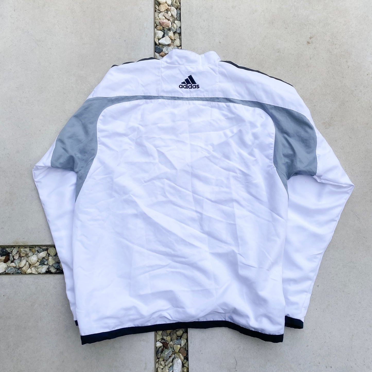 2004/05 Adidas Real Madrid Piping Tracksuit Jacket + Joggers Set White Large