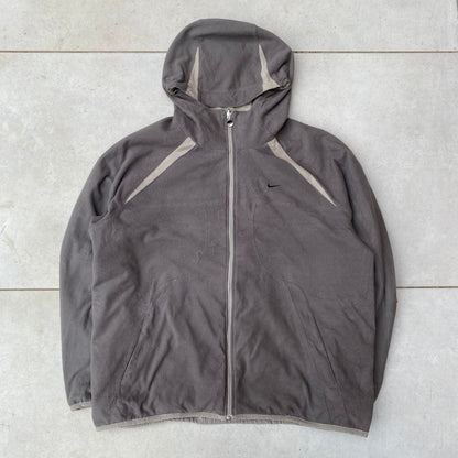 90s Nike Reversible Fleece Coat Jacket Brown Large