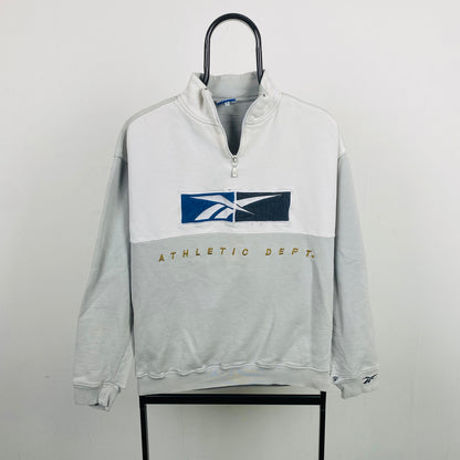 Retro Reebok 1/4 Zip Sweatshirt Grey Small