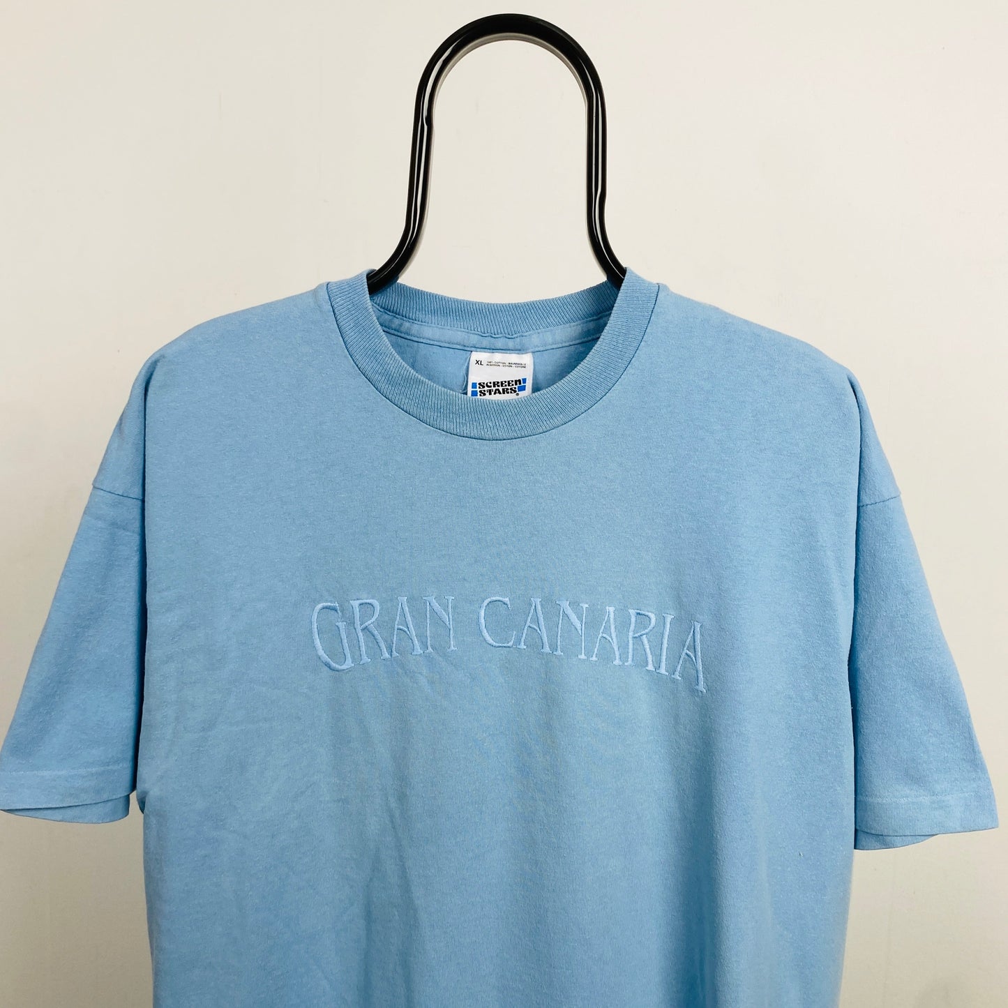 Retro 90s Screen Stars Gran Canaria T-Shirt Blue XL