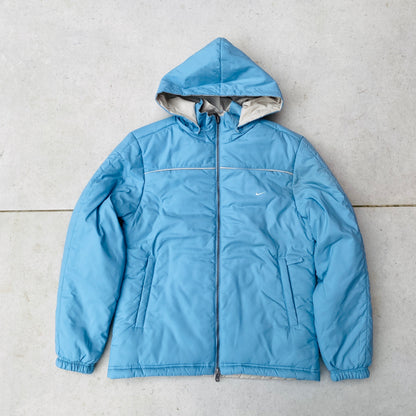 00s Nike Reversible Puffer Jacket Baby Blue Brown Medium
