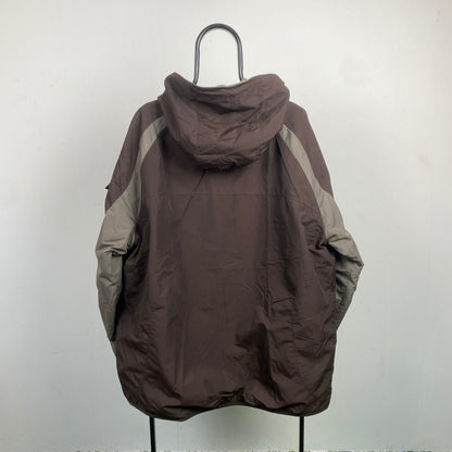 90s Nike Reversible Fleece Coat Jacket Brown XL