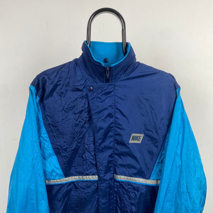 90s Nike Crinkle Shell Windbreaker Jacket Blue Medium