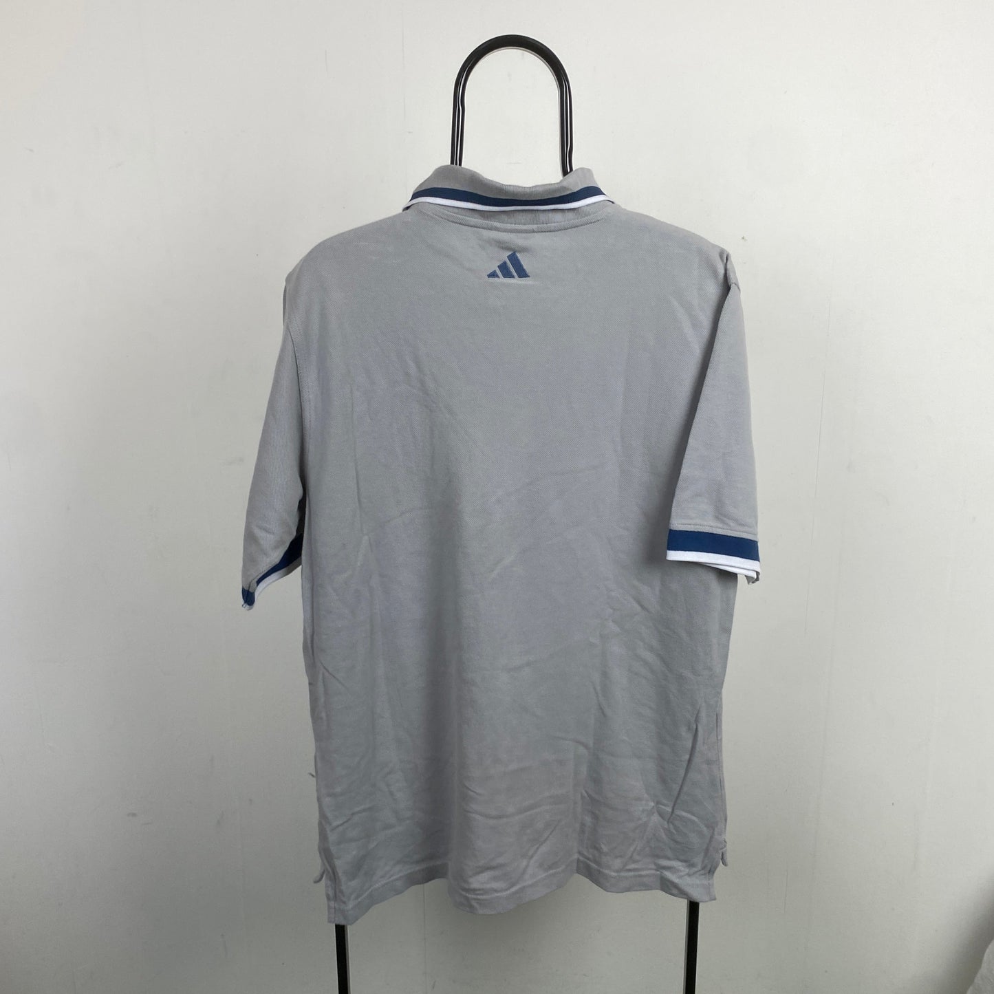 90s Adidas Real Madrid Polo Shirt T-Shirt Grey Medium