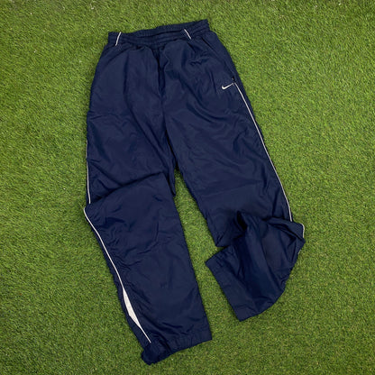 00s Nike Piping Windbreaker Jacket + Joggers Set Blue Small