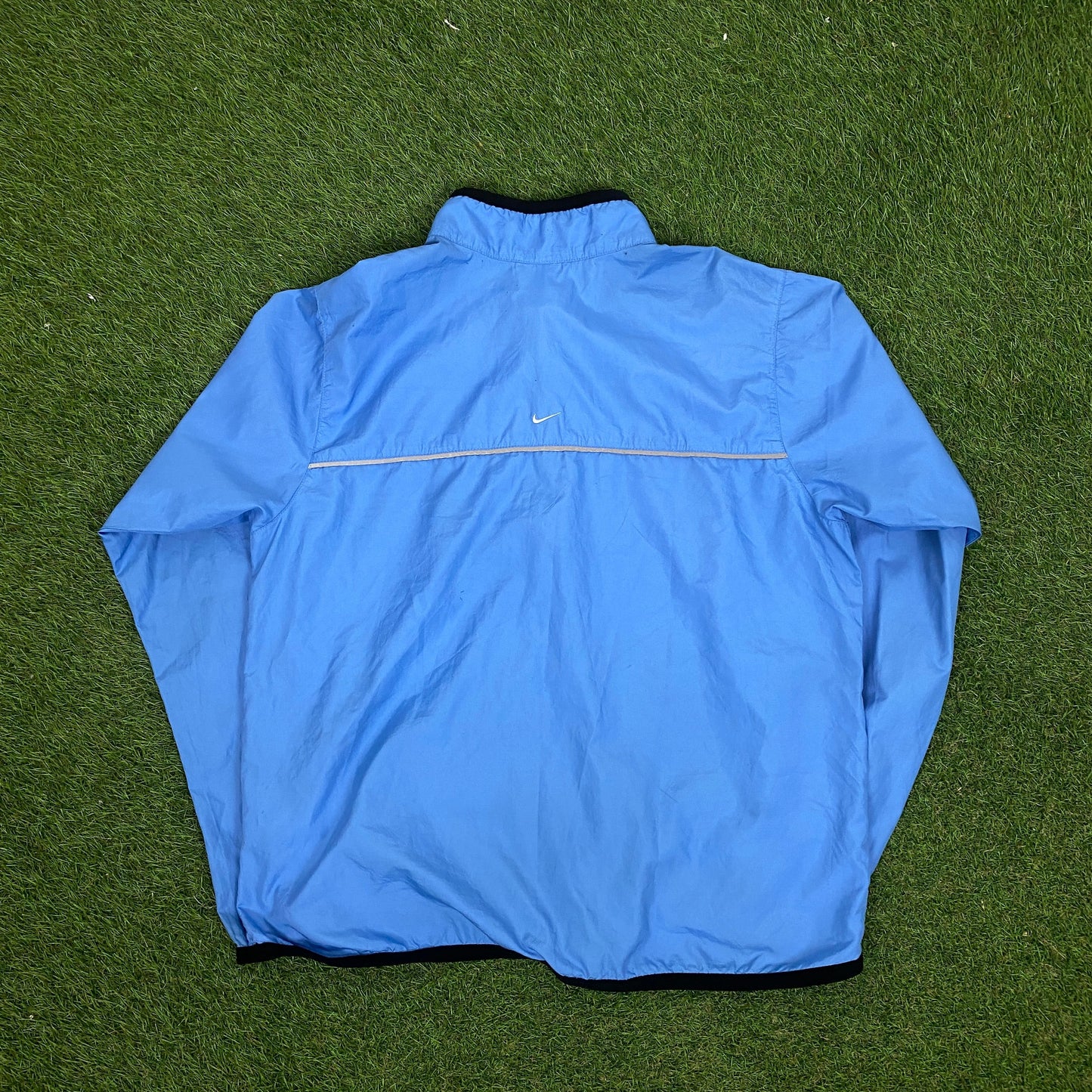 00s Nike Piping Windbreaker Jacket + Joggers Set Blue Medium