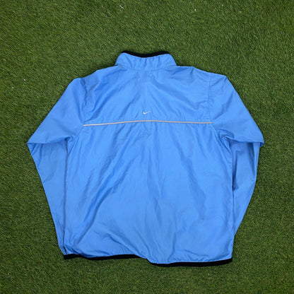 00s Nike Piping Windbreaker Jacket + Joggers Set Blue Medium