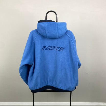 90s Nike Reversible Puffer Fleece Jacket Blue Large