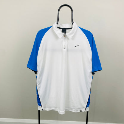 00s Nike Zip Up T-Shirt White Large