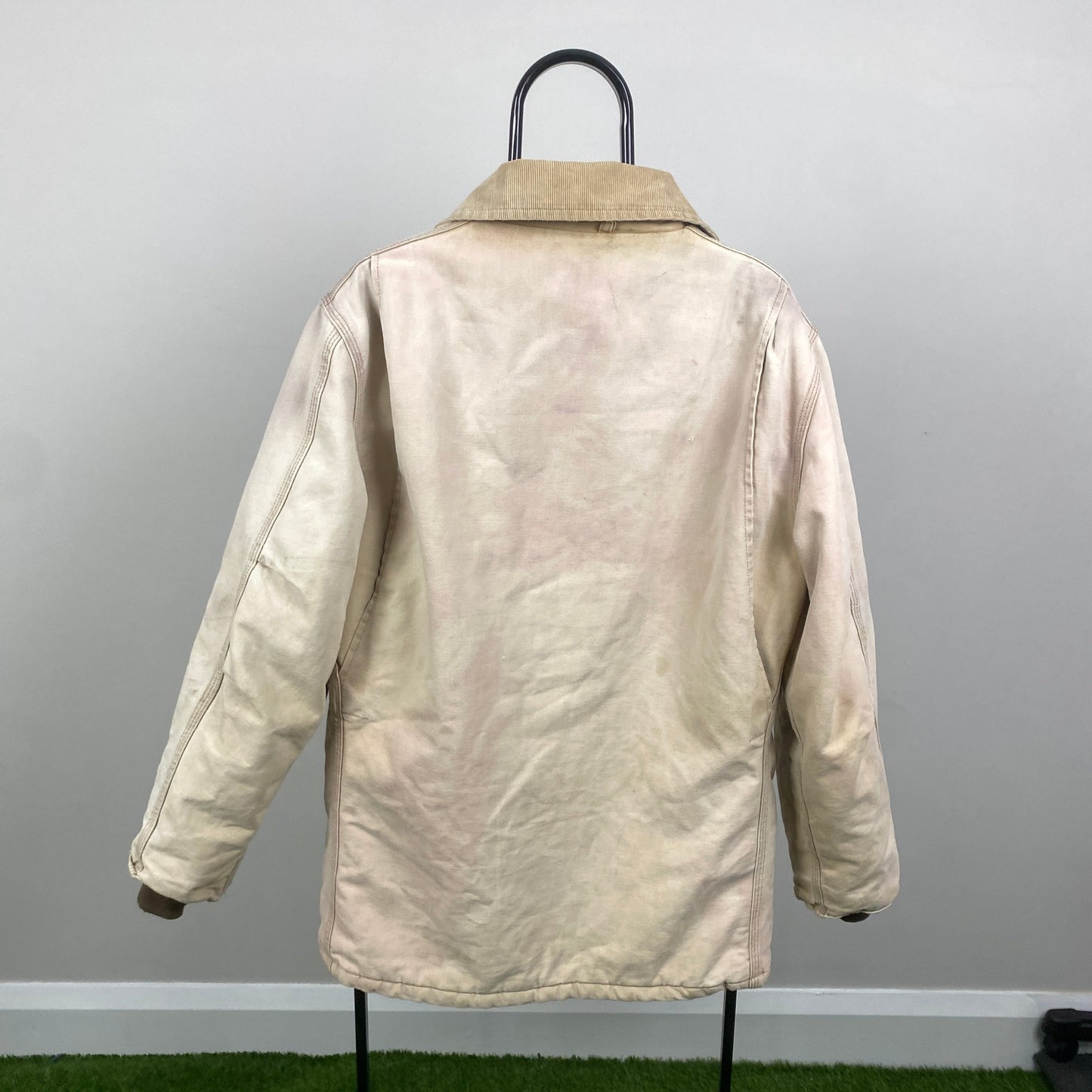Retro Carhartt Workwear Chore Coat Jacket Brown Large