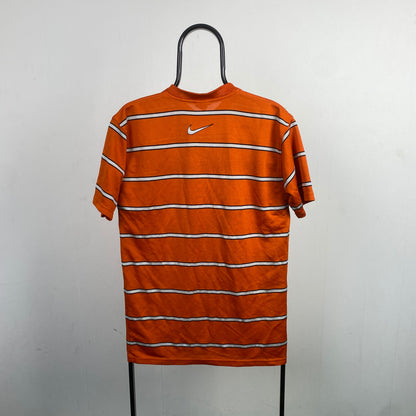 90s Nike Striped T-Shirt Orange Small