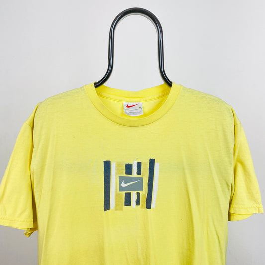 90s Nike Paint T-Shirt Yellow Medium