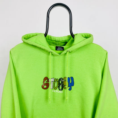 Retro 00s Stussy Hoodie Green Medium