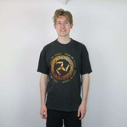 Vintage Isle of Man T-Shirt Black Medium