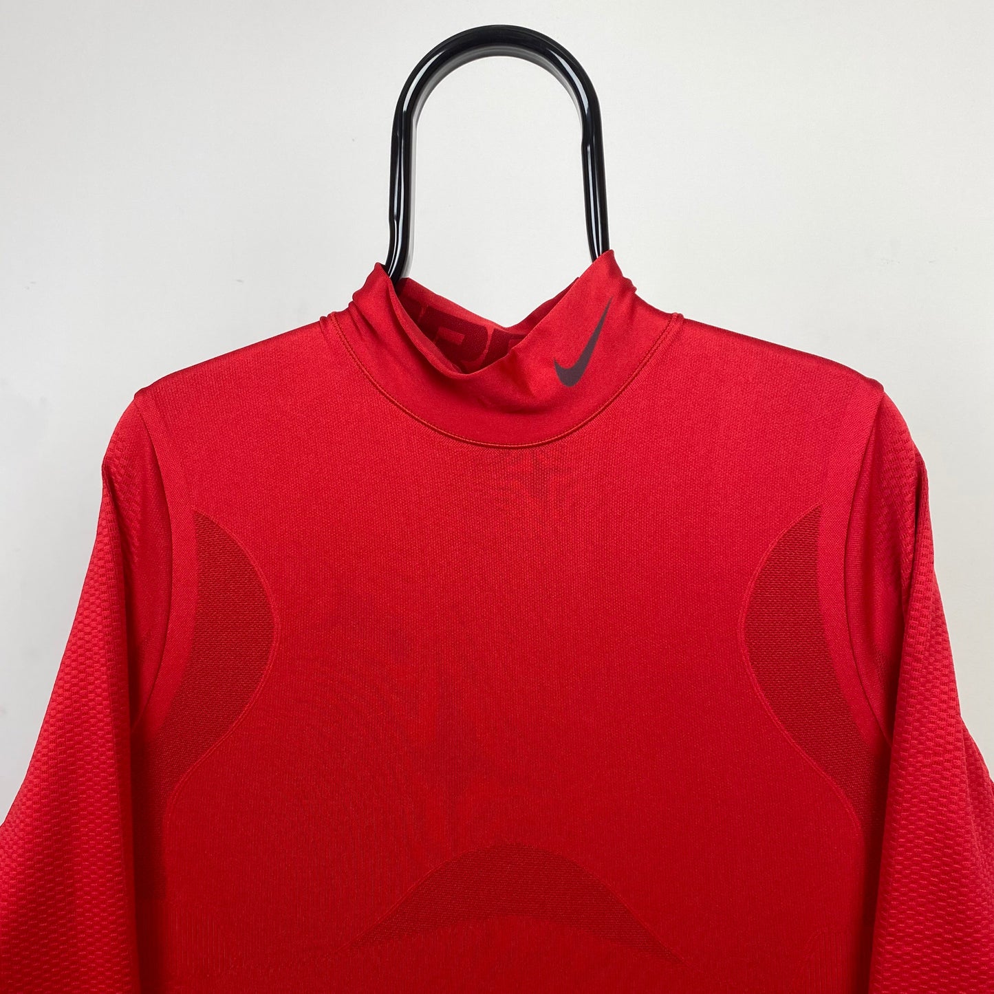 Vintage Nike Pro Mock Neck Sweatshirt Red Medium