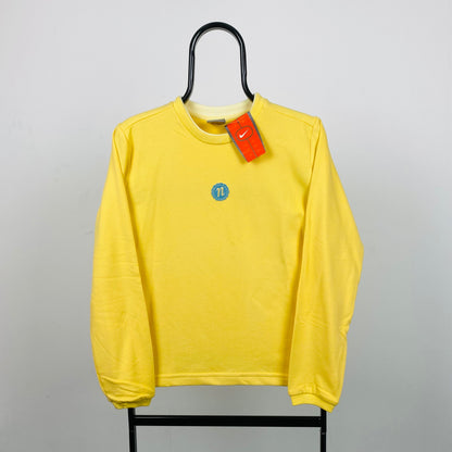Vintage Nike Cropped Sweatshirt Yellow XXS