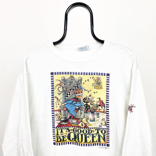 Retro 90s Queen Sweatshirt White Large