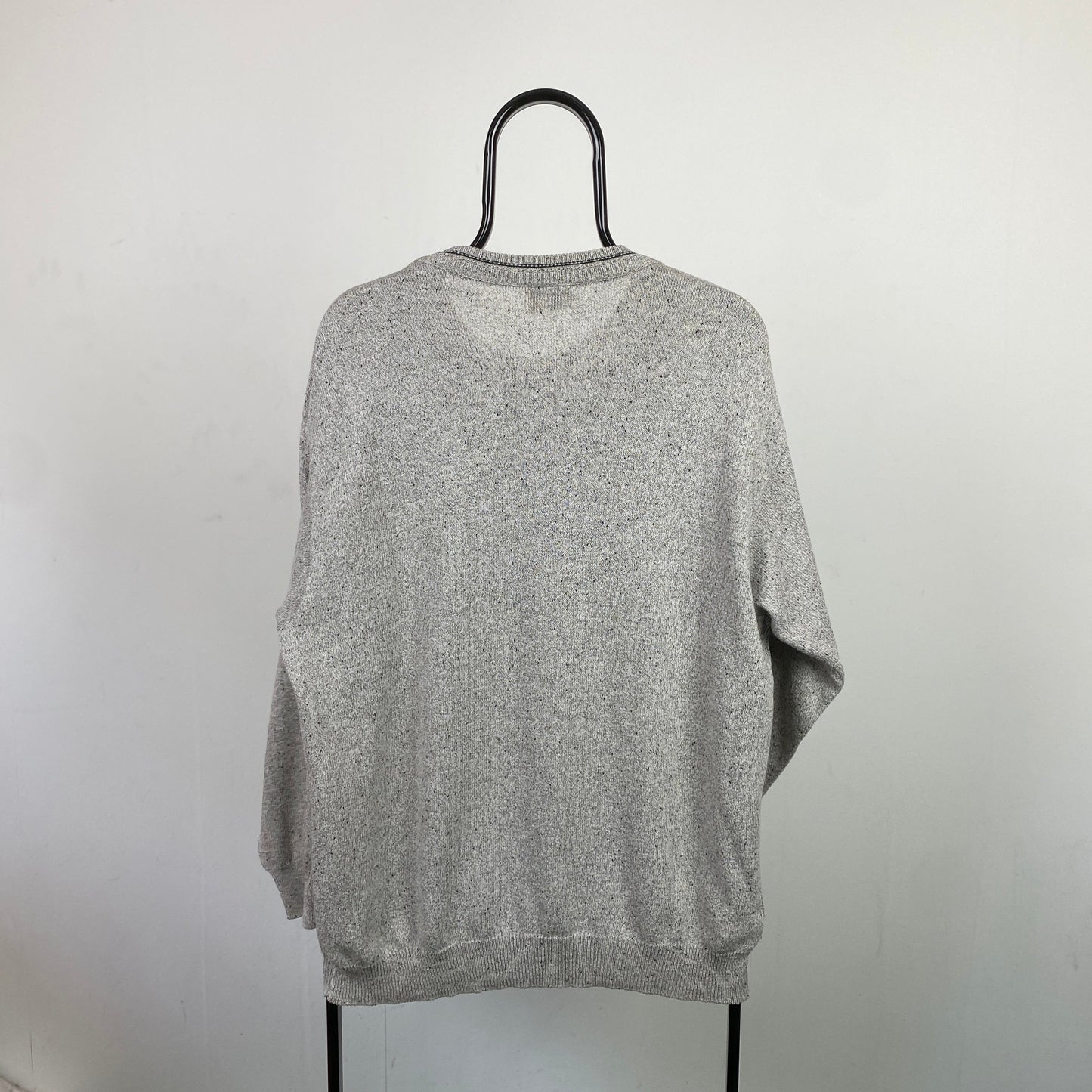 Retro Chunky Knit Sweatshirt Grey XL