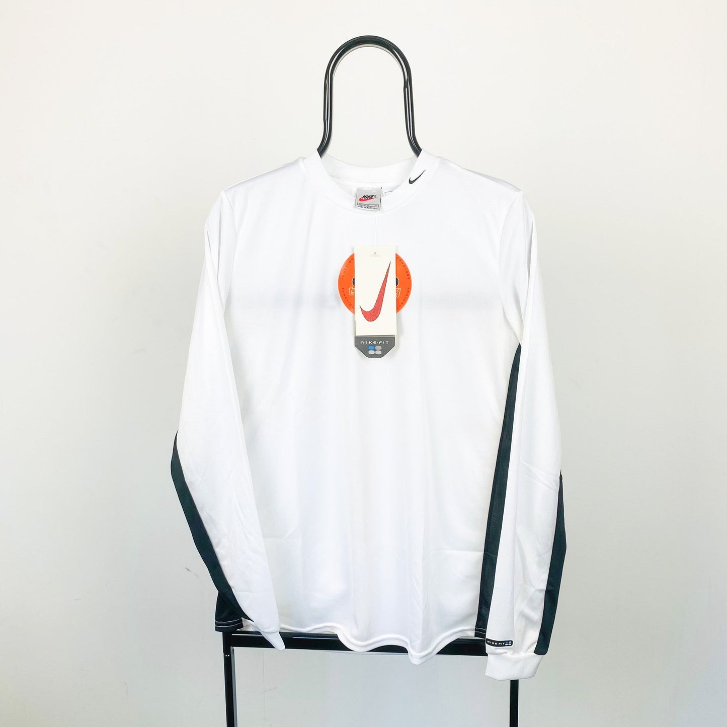 90s Nike Mock Neck Long Sleeve T-Shirt White Medium
