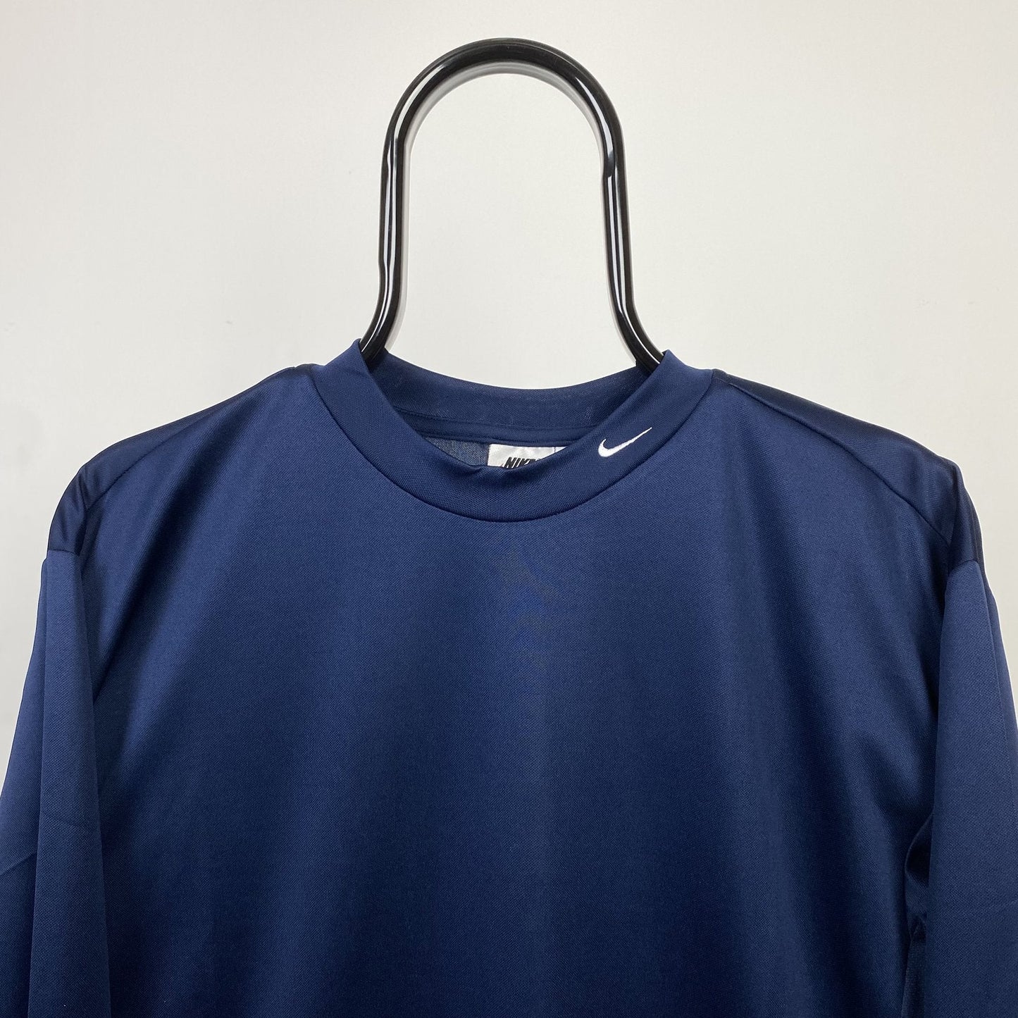 Vintage Nike Mock Neck Longsleeve T-Shirt Blue Small