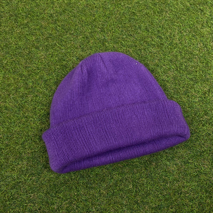 Retro Fleece Beanie Hat Purple