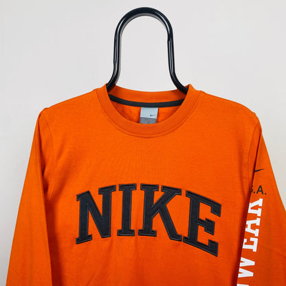 90s Nike Long Sleeve T-Shirt Orange Small