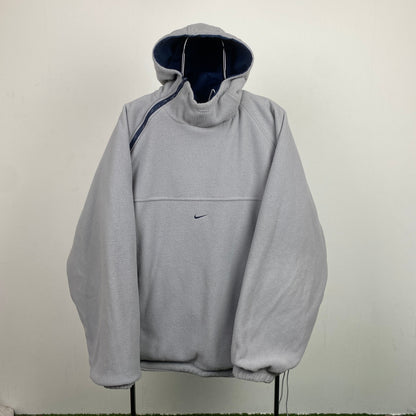 90s Nike Reversible Side Winder Fleece Jacket Blue Grey Large
