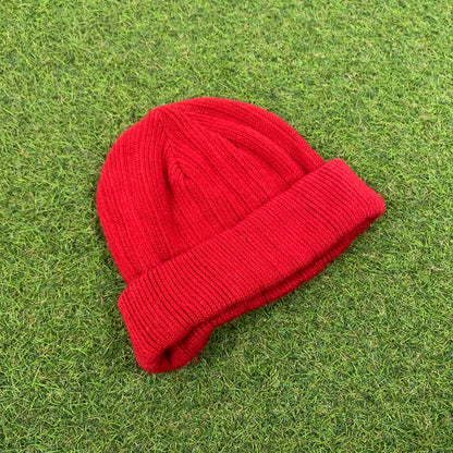 Retro Fleece Beanie Hat Red