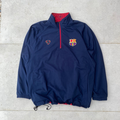 90s Nike Barcelona Reversible 1/4 Zip Coat Jacket Red Blue XL