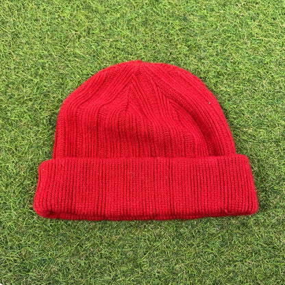 Retro Fleece Beanie Hat Red