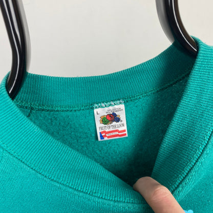 Retro Cow Sweatshirt Green Large